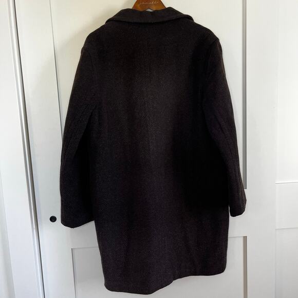 Vintage J.Crew Wool Mohair Herringbone Coat Midi Dark Chocolate Brown Size M - Picture 4 of 8